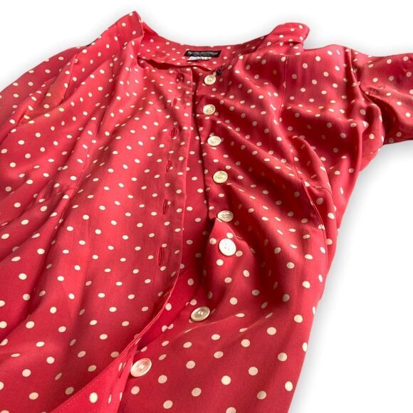 RARE Vintage J. Peterman Company '40s Style Silk Polka-Dot Dress - Picture 7 of 16